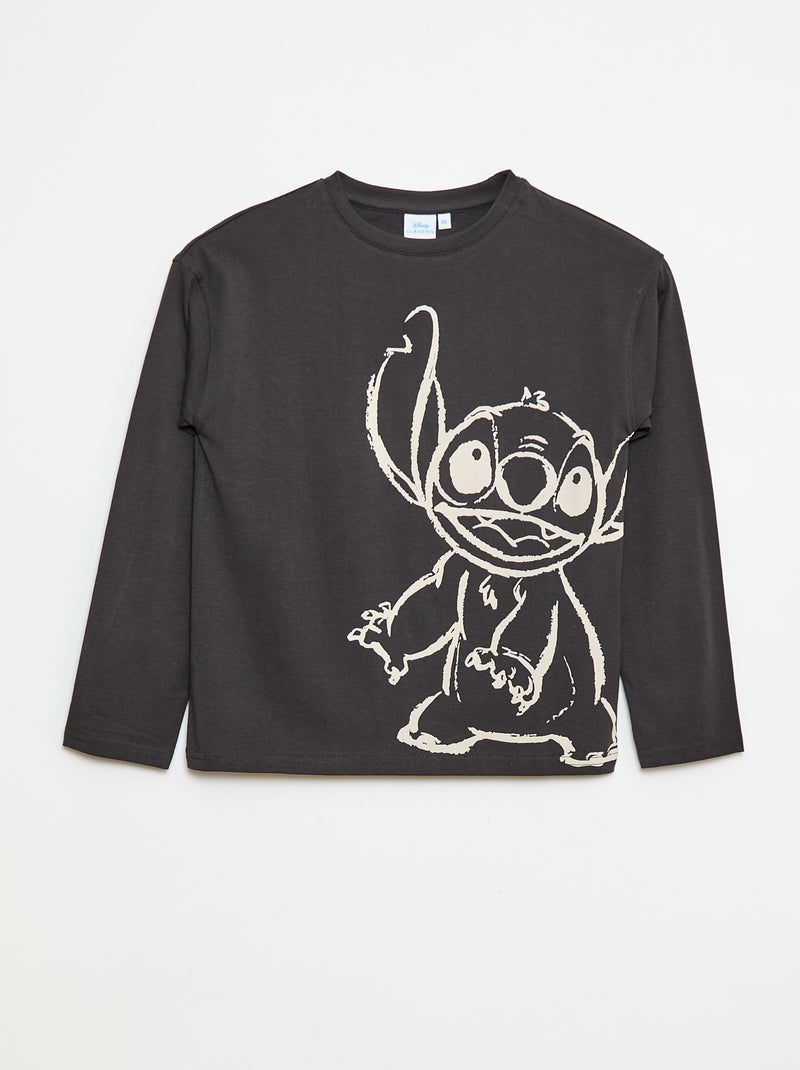 Tee-shirt 'Stitch' 'Disney' à manches longues Noir - Kiabi