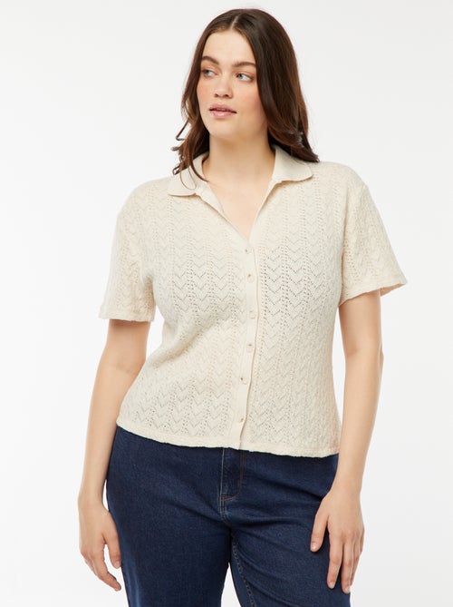 Tee-shirt style gilet en maille crochet - Kiabi