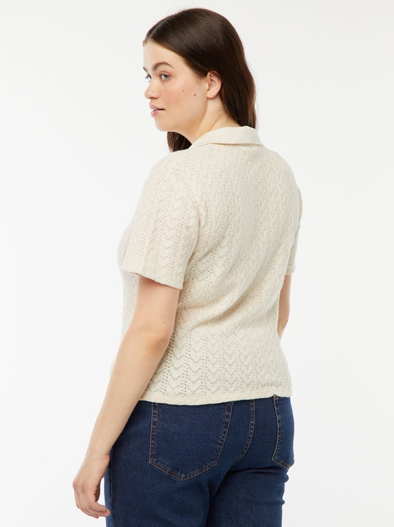 Tee-shirt style gilet en maille crochet Beige - Kiabi