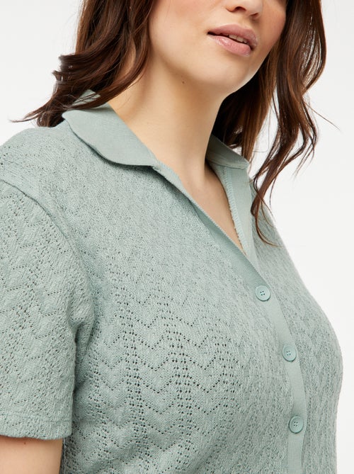 Tee-shirt style gilet en maille crochet - Kiabi