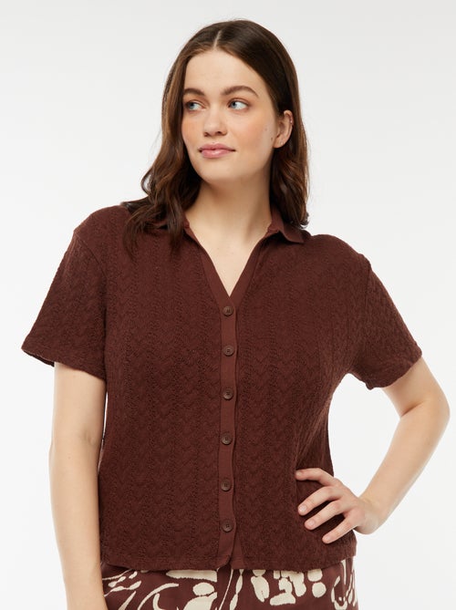 Tee-shirt style gilet en maille crochet - Kiabi