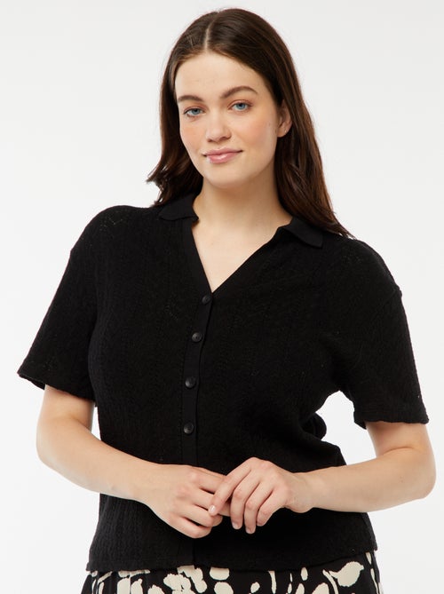 Tee-shirt style gilet en maille crochet - Kiabi