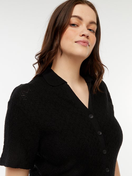 Tee-shirt style gilet en maille crochet - Kiabi