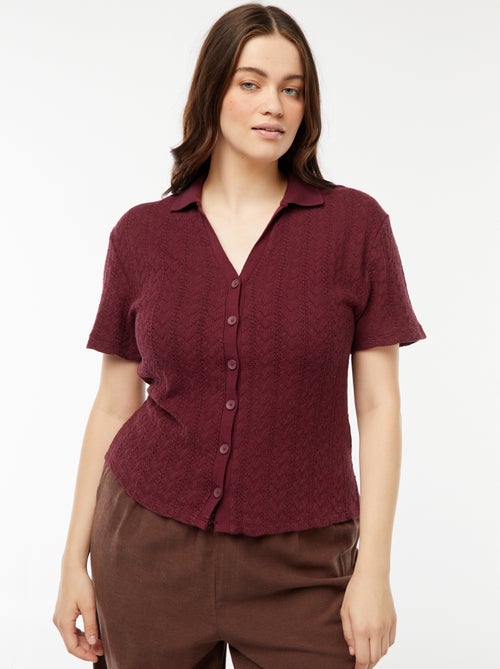 Tee-shirt style gilet en maille crochet - Kiabi