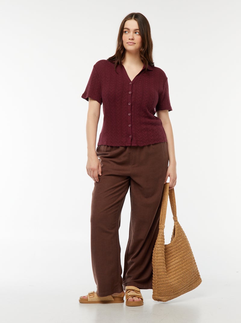 Tee-shirt style gilet en maille crochet Rouge - Kiabi