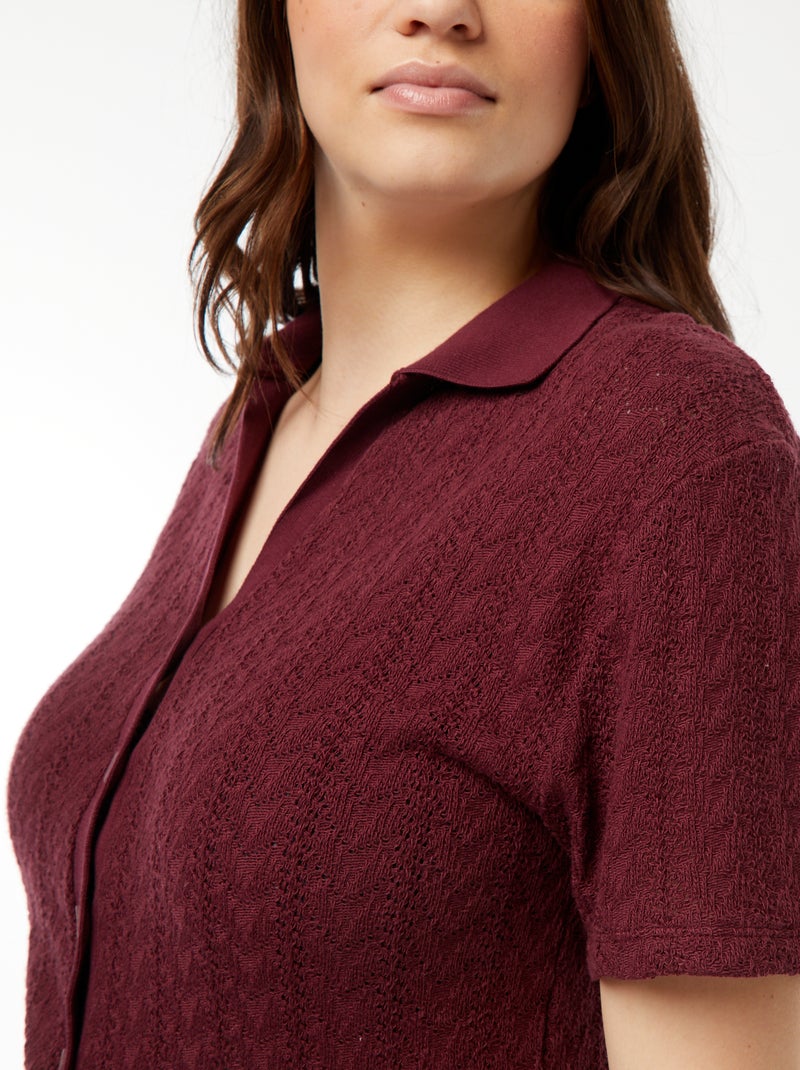 Tee-shirt style gilet en maille crochet Rouge - Kiabi