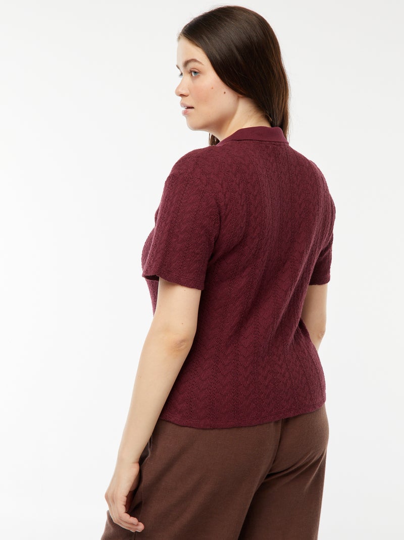 Tee-shirt style gilet en maille crochet Rouge - Kiabi