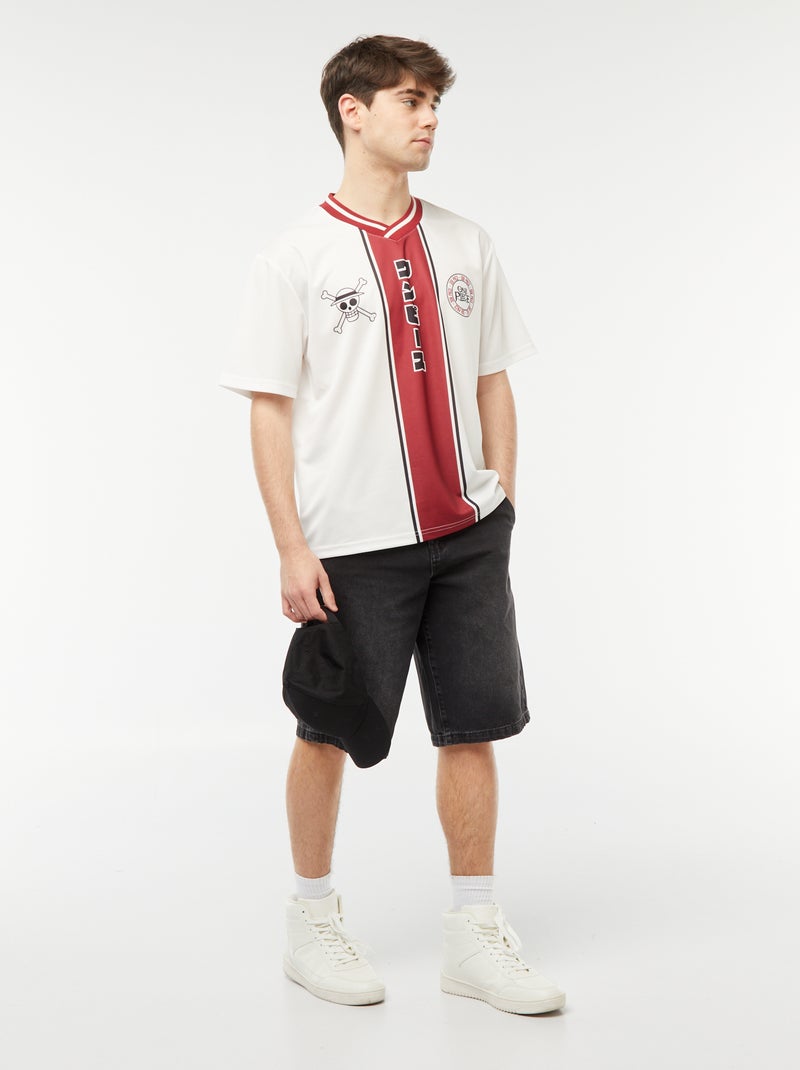 Tee-shirt style sport 'One Piece' Blanc/rouge - Kiabi