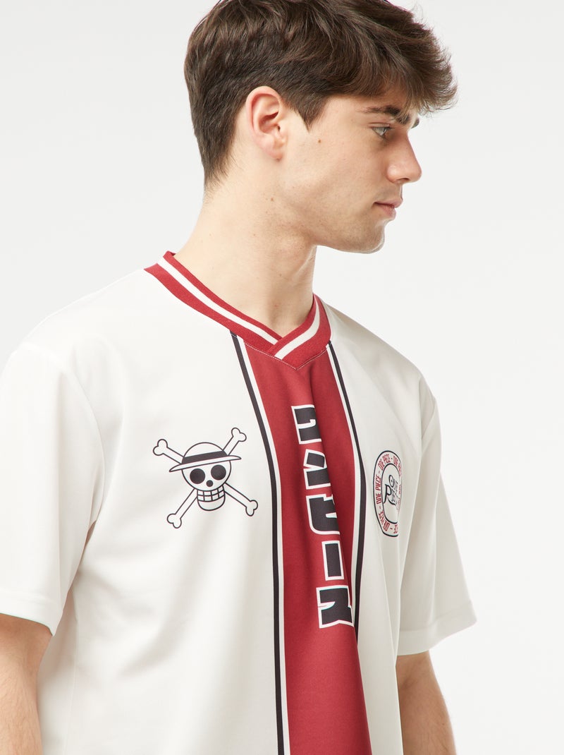 Tee-shirt style sport 'One Piece' Blanc/rouge - Kiabi