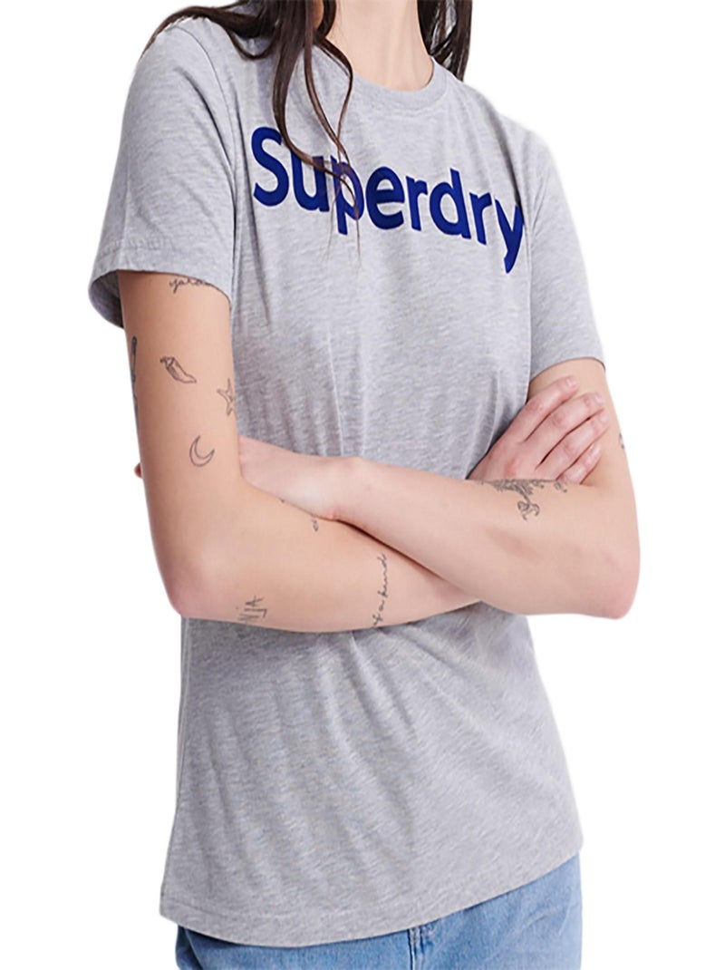 Tee Shirt Superdry Reg Flock Entry Blanc - Kiabi