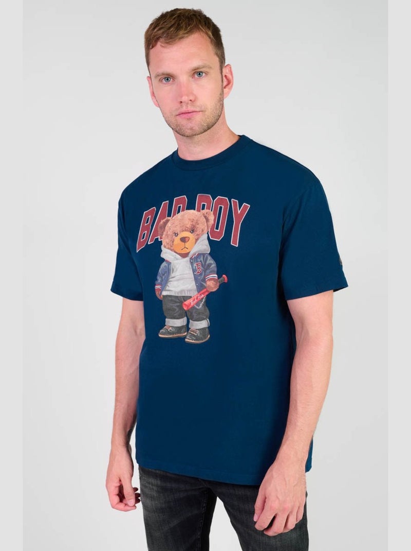 Tee-Shirt TAKEN 'Le Temps Des Cerises' Bleu - Kiabi