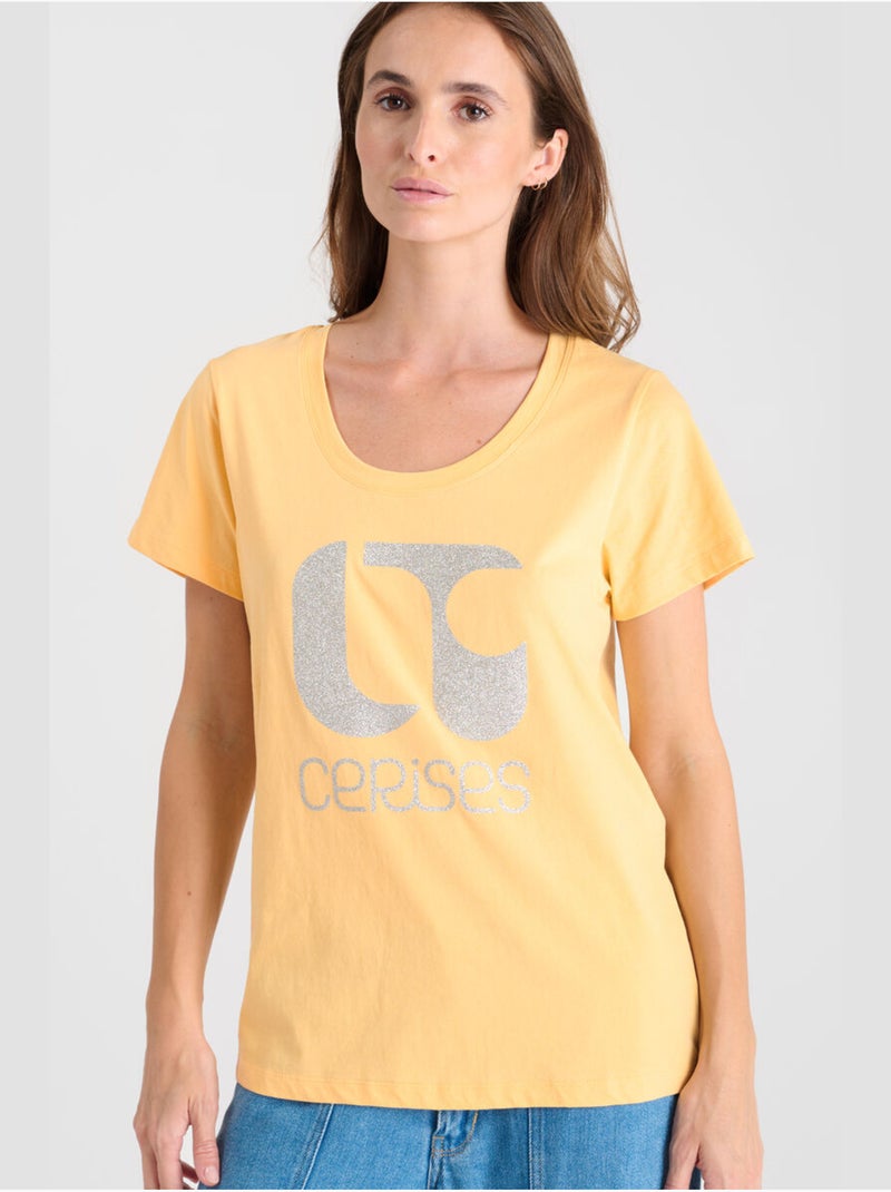 Tee-shirt taolo 'le temps des cerises' Jaune - Kiabi