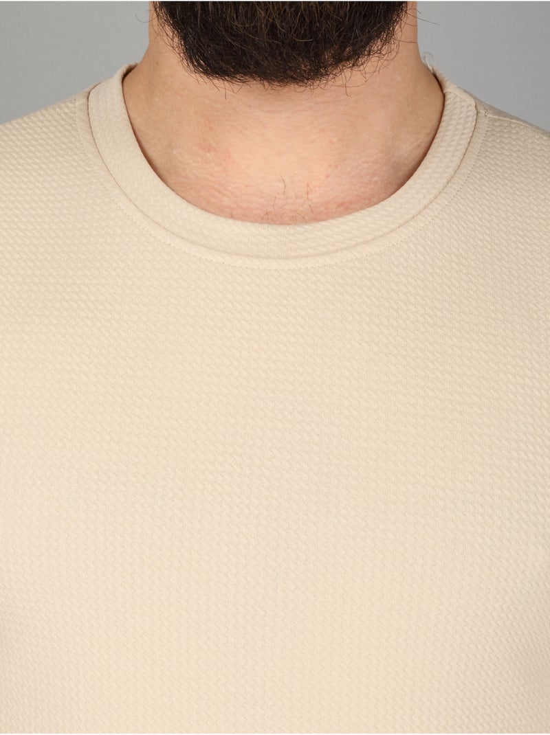 Tee Shirt texturé - Frilivin Beige - Kiabi