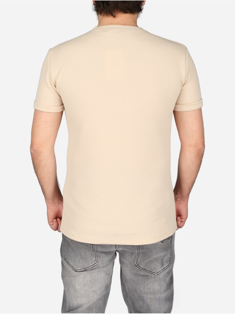 Tee Shirt texturé - Frilivin Beige - Kiabi