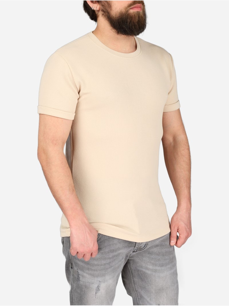 Tee Shirt texturé - Frilivin Beige - Kiabi