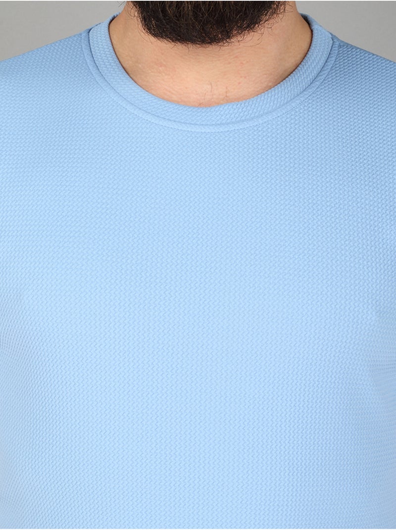 Tee Shirt texturé - Frilivin Bleu clair - Kiabi