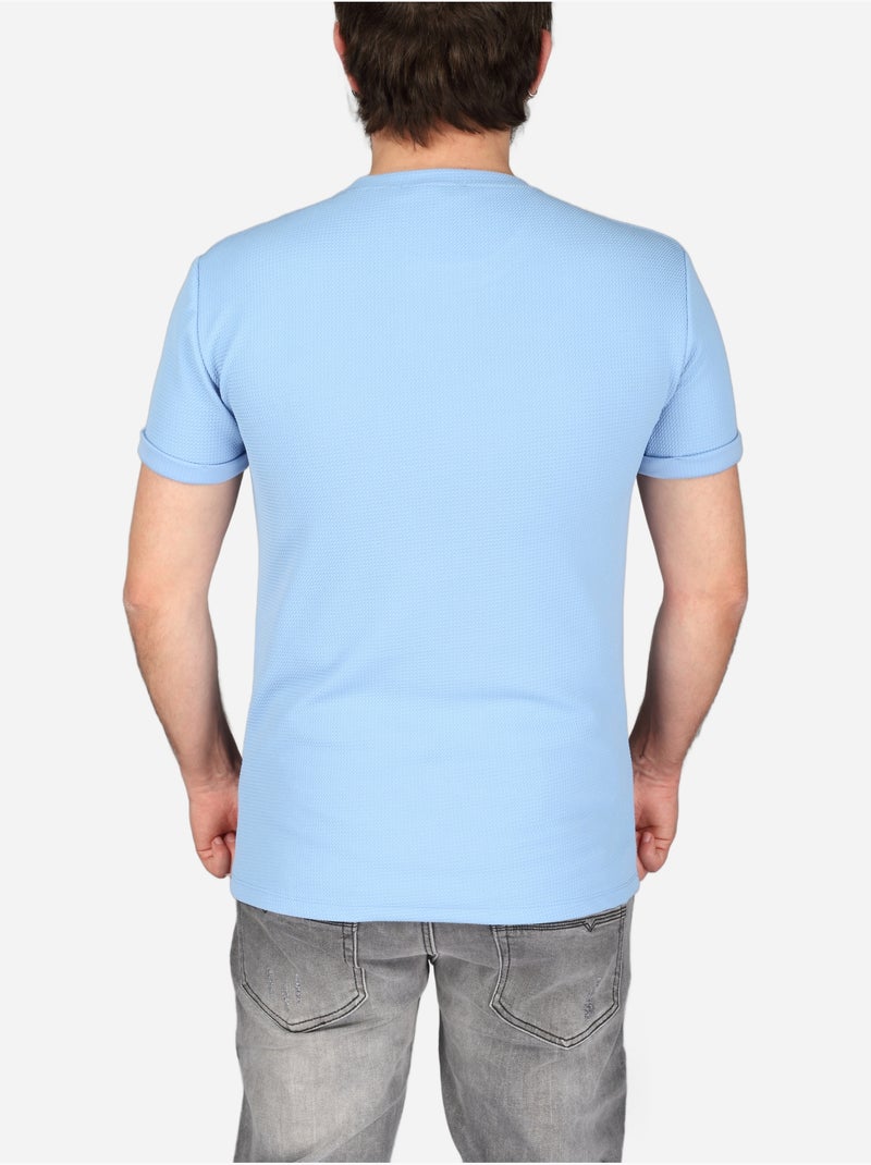 Tee Shirt texturé - Frilivin Bleu clair - Kiabi