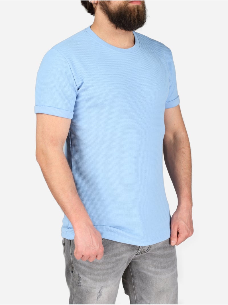Tee Shirt texturé - Frilivin Bleu clair - Kiabi