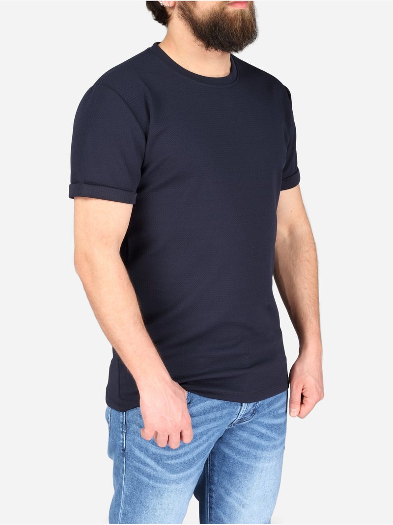 Tee Shirt texturé - Frilivin Bleu foncé - Kiabi