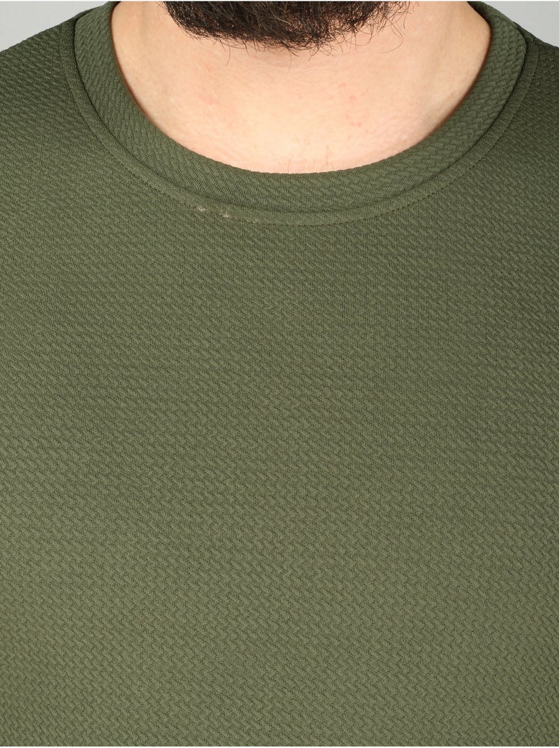 Tee Shirt texturé - Frilivin Kaki - Kiabi