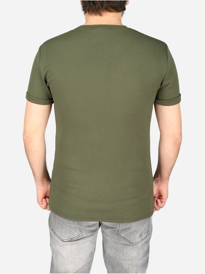 Tee Shirt texturé - Frilivin Kaki - Kiabi