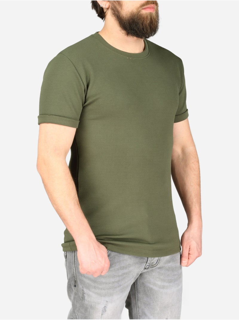 Tee Shirt texturé - Frilivin Kaki - Kiabi