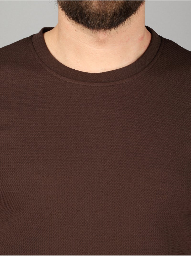 Tee Shirt texturé - Frilivin Marron - Kiabi