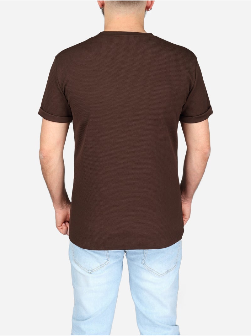 Tee Shirt texturé - Frilivin Marron - Kiabi