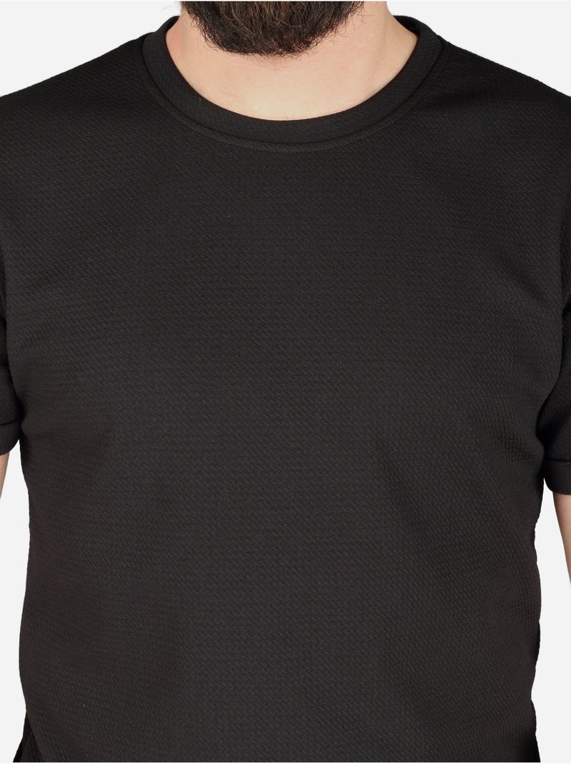 Tee Shirt texturé - Frilivin Noir - Kiabi