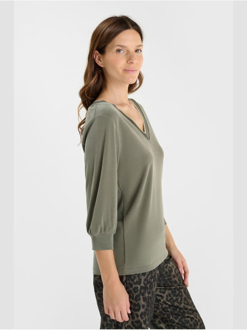 Tee-Shirt TICKA 'Le Temps Des Cerises' Kaki - Kiabi
