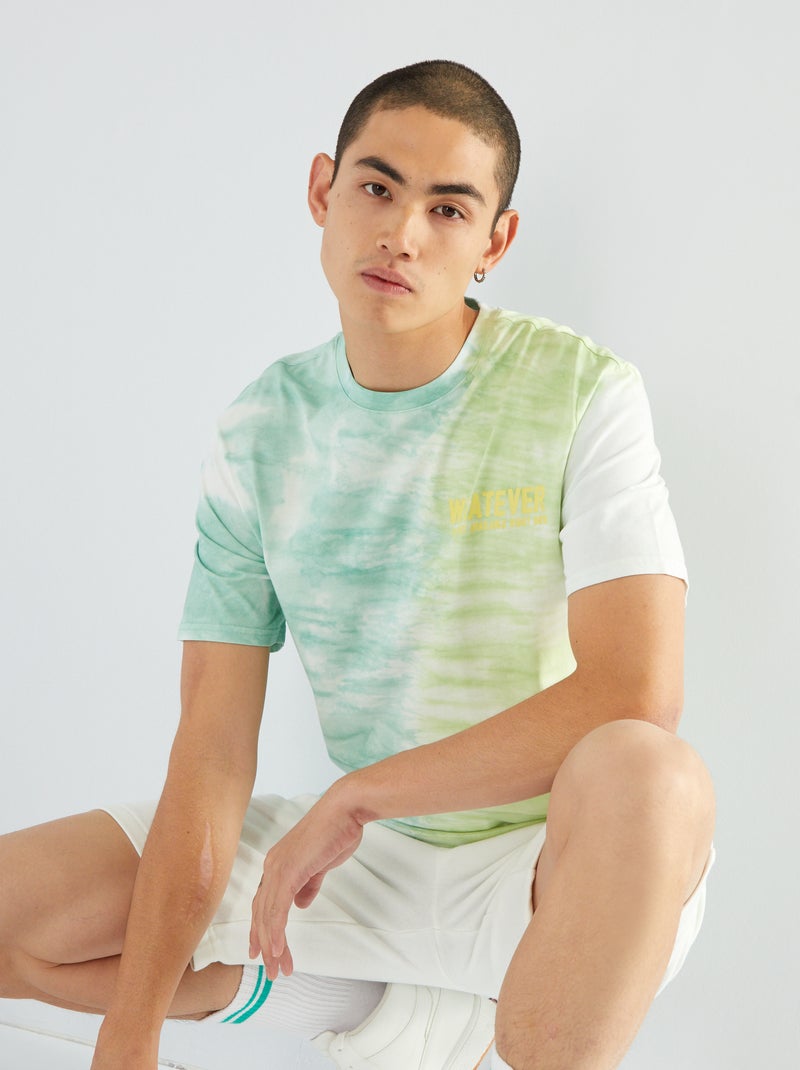 Tee-shirt tie and dye en jersey Bleu/jaune - Kiabi