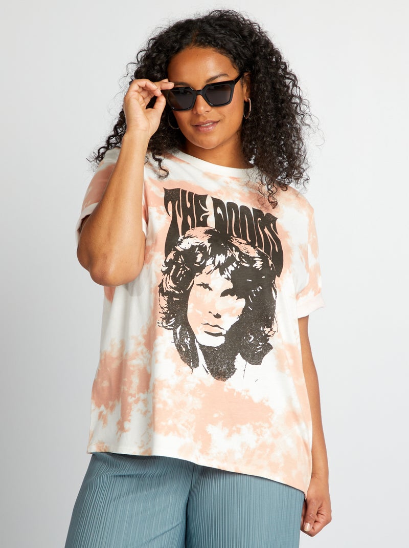 Tee-shirt tie and dye 'The Doors' Blanc/rose - Kiabi