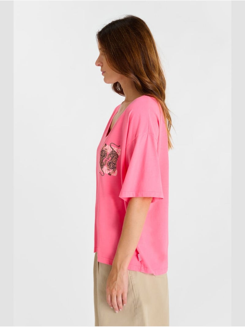 Tee-Shirt TIGRES 'Le Temps Des Cerises' Rose - Kiabi