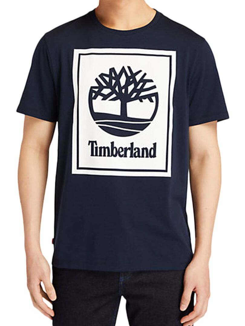 Tee Shirt Timberland Coton YC SS Stack Logo Bleu - Kiabi