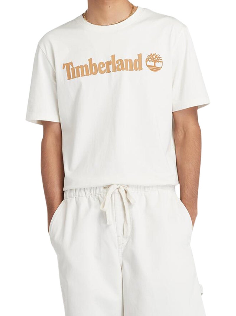 Tee Shirt Timberland Linear Logo Short Sleev Blanc - Kiabi