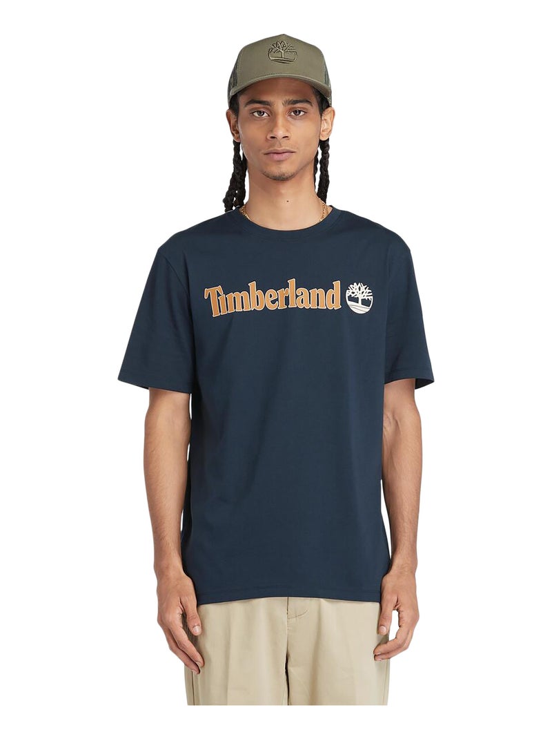 Tee Shirt Timberland Linear Logo Short Sleev Bleu - Kiabi