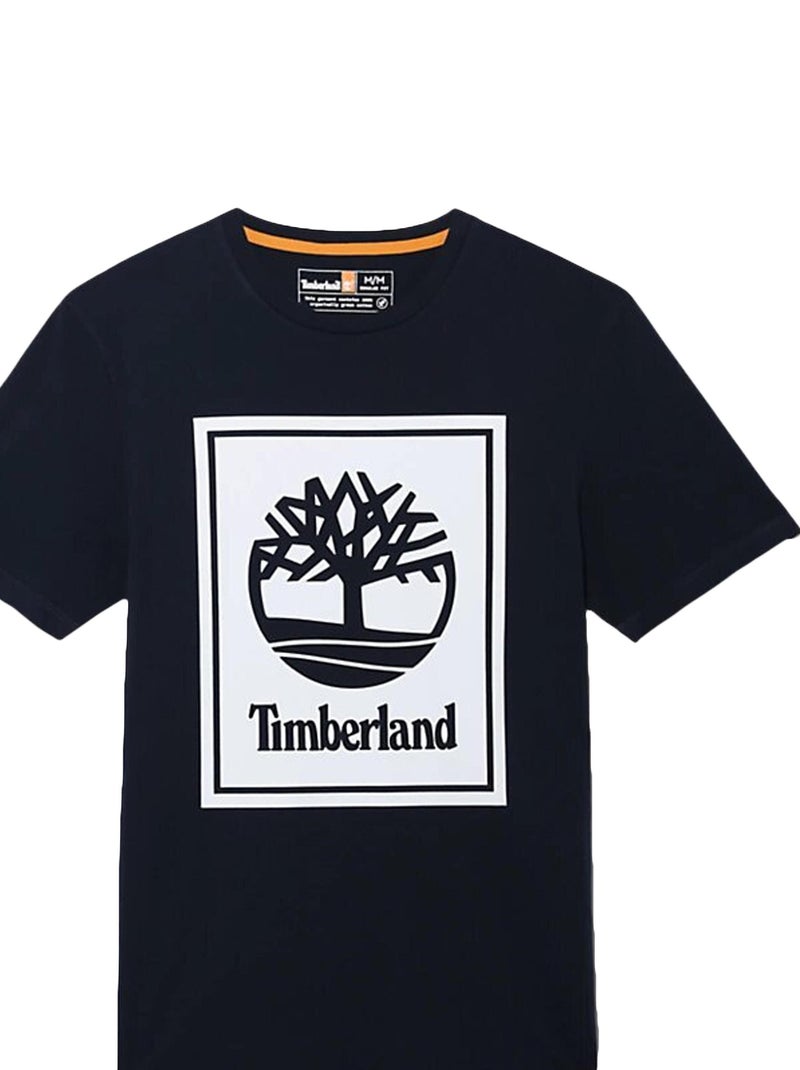 Tee Shirt Timberland Stack Logo Bleu - Kiabi