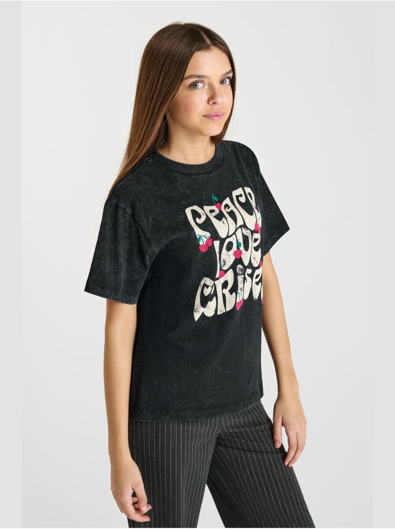 Tee-Shirt TOBELLAG 'Le Temps Des Cerises' Noir - Kiabi
