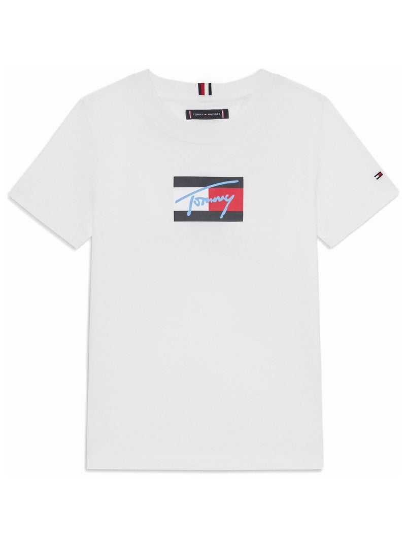 Tee Shirt Tommy Hilfiger Script flag unisex Blanc - Kiabi