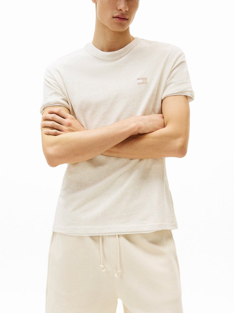 Tee Shirt Tommy jeans Badge tee Ecru - Kiabi