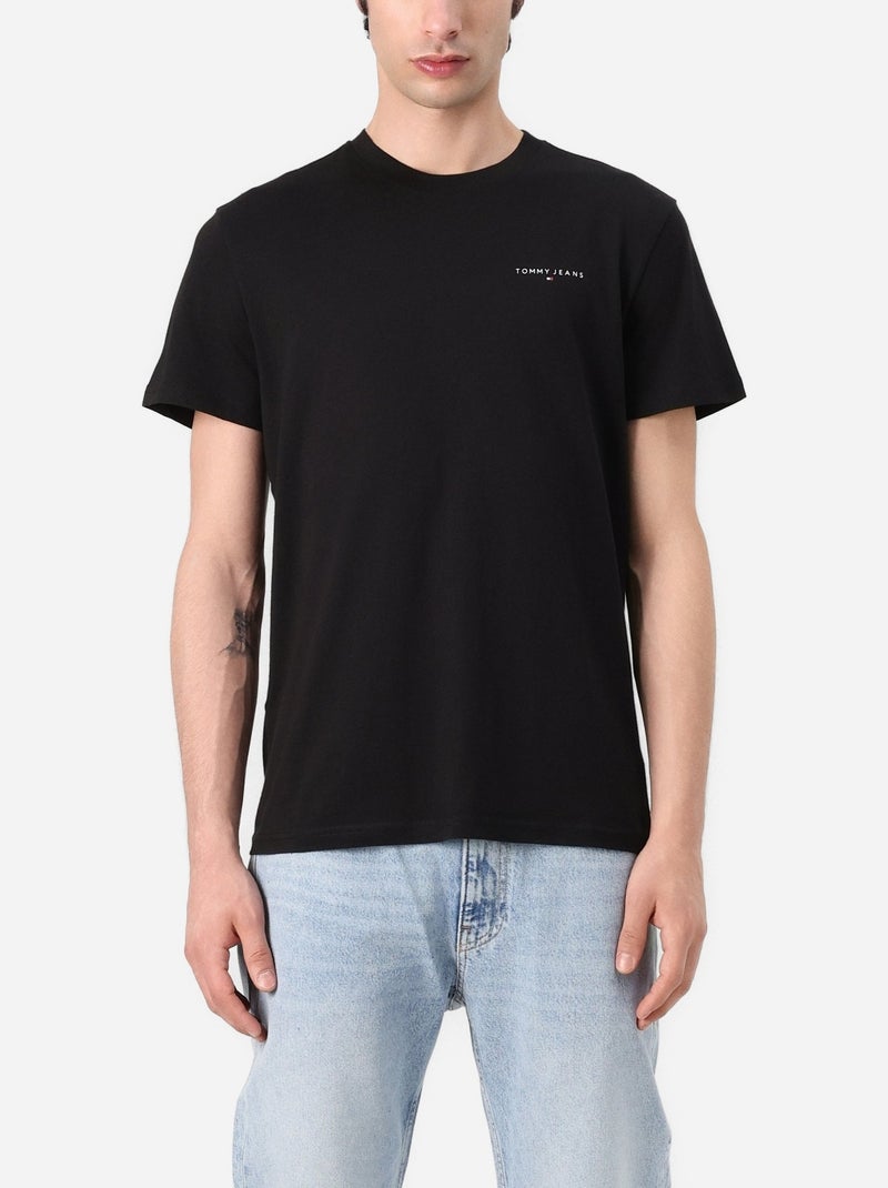 Tee Shirt Tommy jeans Linear chest tee Noir - Kiabi