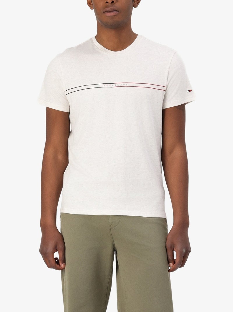 Tee Shirt Tommy jeans Slim Entry Blanc cassé - Kiabi