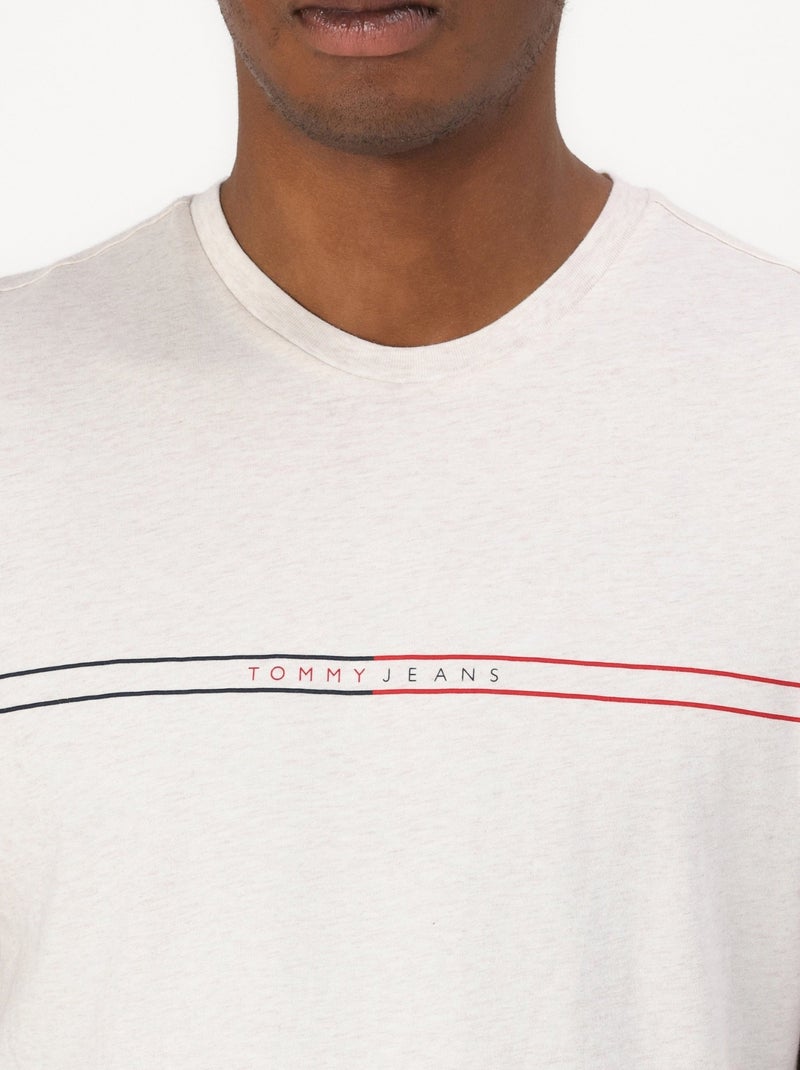 Tee Shirt Tommy jeans Slim Entry Blanc cassé - Kiabi