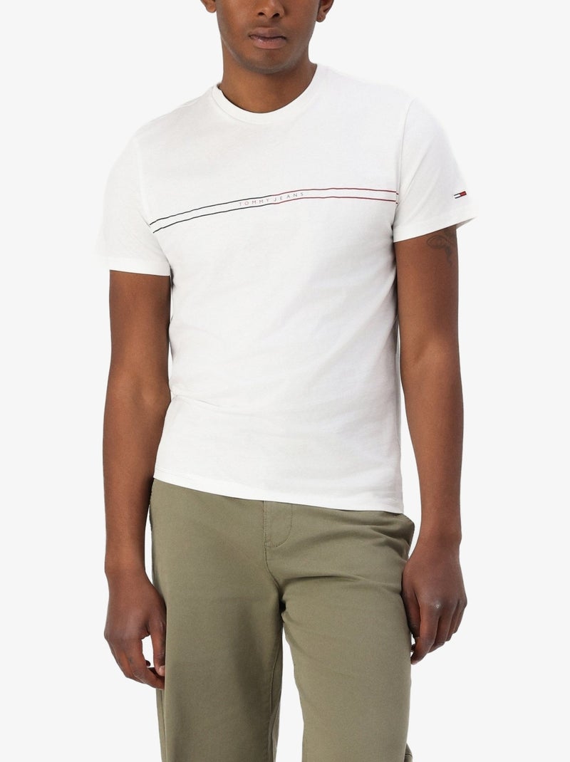 Tee Shirt Tommy jeans Slim Entry Ecru - Kiabi
