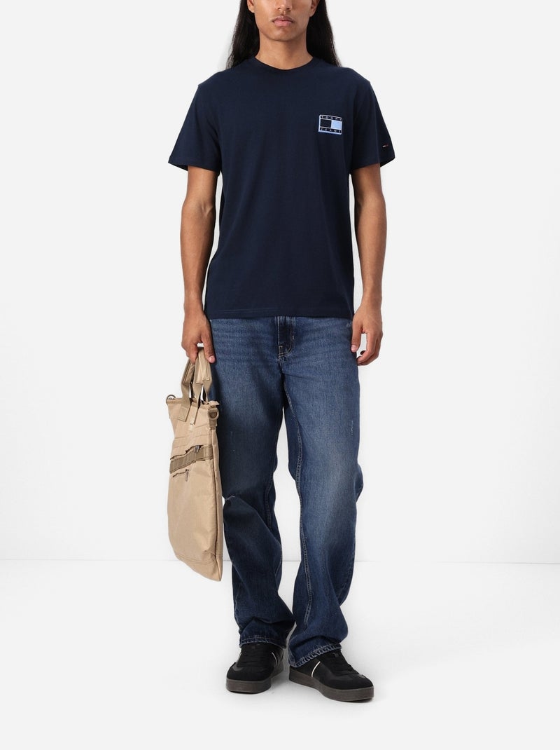 Tee Shirt Tommy jeans Slim pop color flag tee Bleu - Kiabi