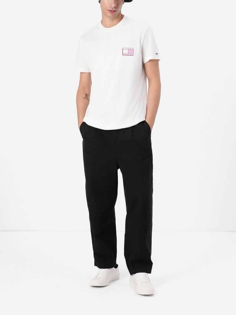 Tee Shirt Tommy jeans Slim pop color flag tee Ecru - Kiabi