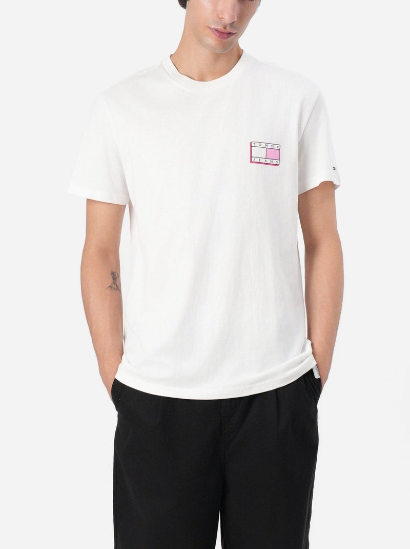 Tee Shirt Tommy jeans Slim pop color flag tee Ecru - Kiabi