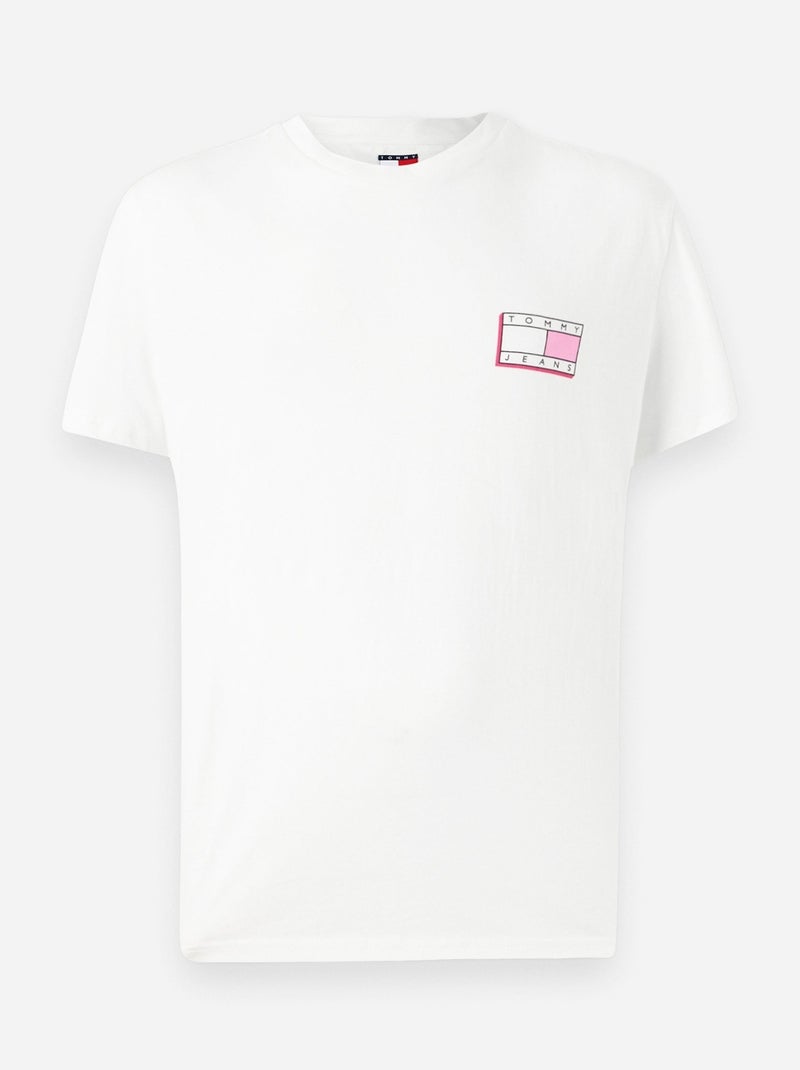 Tee Shirt Tommy jeans Slim pop color flag tee Ecru - Kiabi
