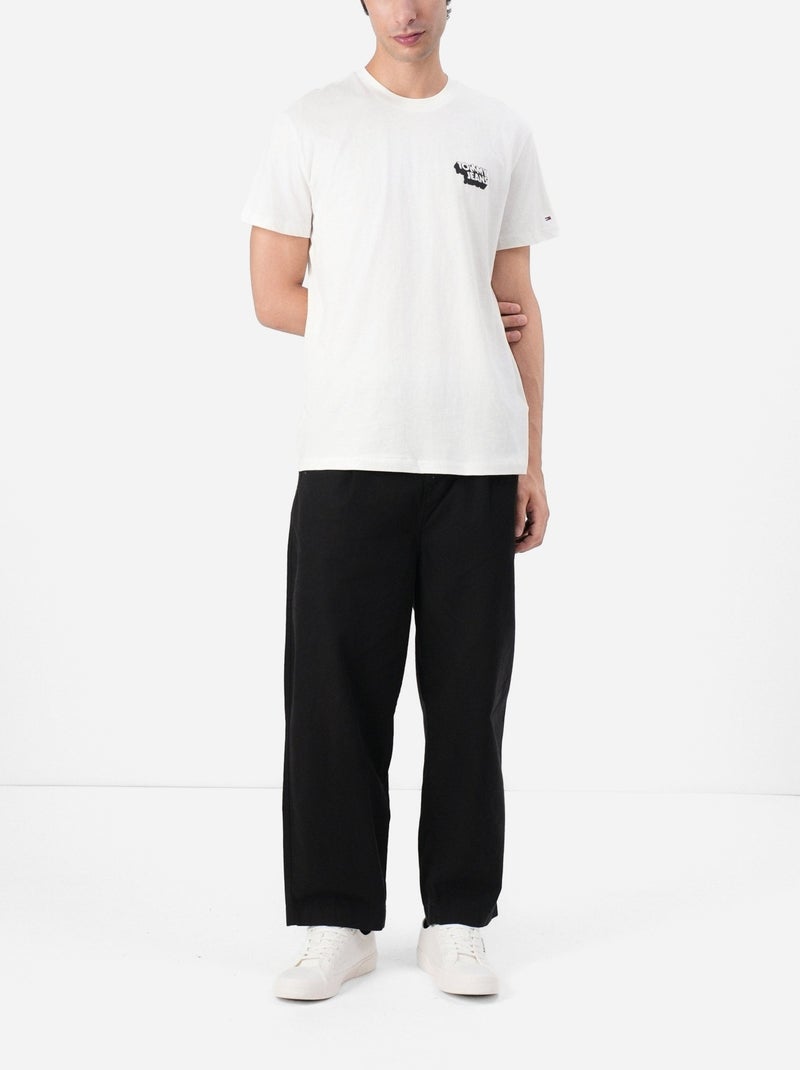 Tee Shirt Tommy jeans Tjm slim stack logo tee Ecru - Kiabi