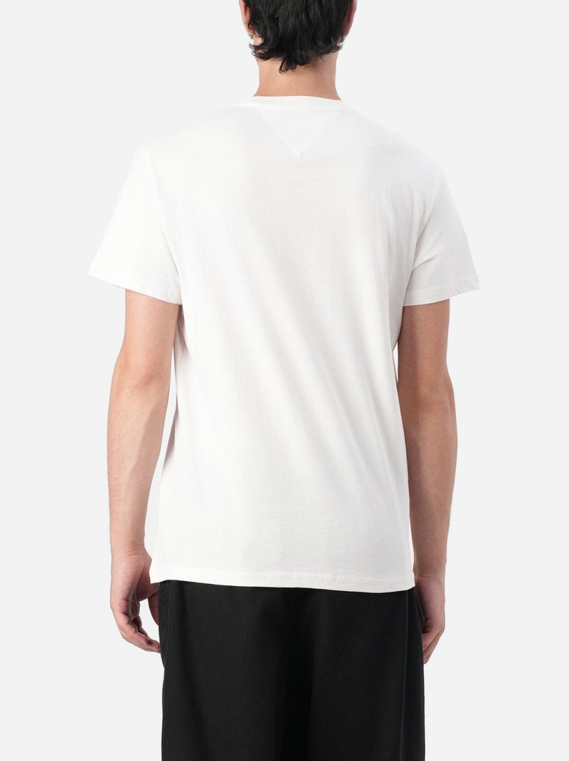 Tee Shirt Tommy jeans Tjm slim stack logo tee Ecru - Kiabi